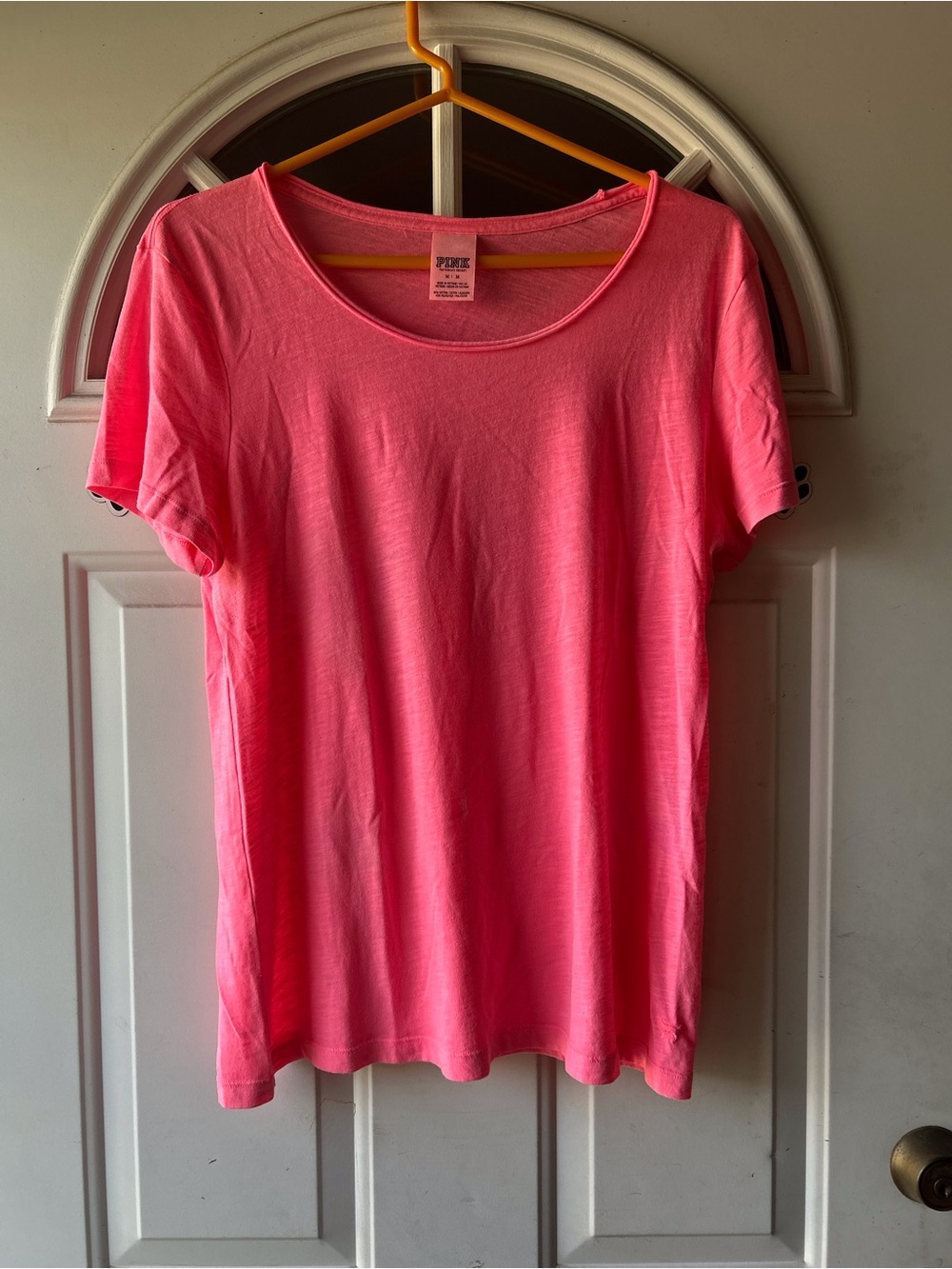 PINK Victoria's Secret Neon Pink Scoop Neck Short Sleeve Tee